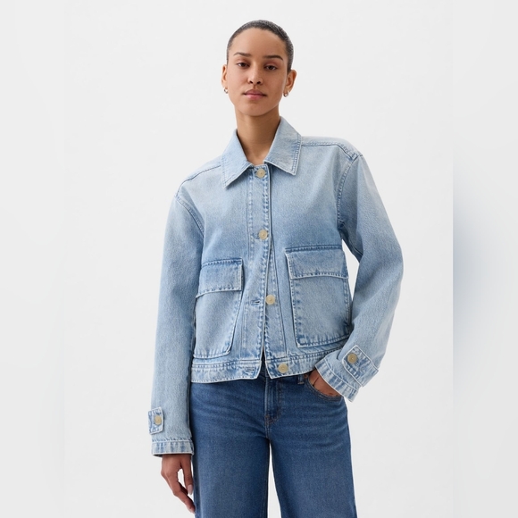 GAP Jackets & Blazers - Gap Denim Utility Shirt Jacket Light Indigo